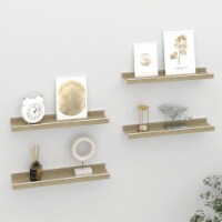 vidaXL Wall Shelves 4 pcs White and Sonoma Oak 15.7 x3.5 x1.2
