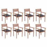 vidaXL Stackable Patio Chairs with Cushions 8 pcs Solid Teak Wood