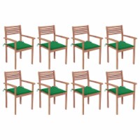 vidaXL Stackable Patio Chairs with Cushions 8 pcs Solid Teak Wood