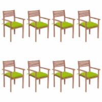 vidaXL Stackable Patio Chairs with Cushions 8 pcs Solid Teak Wood