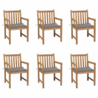 vidaXL Patio Chairs 6 pcs with Gray Cushions Solid Teak Wood