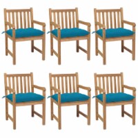 vidaXL Patio Chairs 6 pcs with Light Blue Cushions Solid Teak Wood