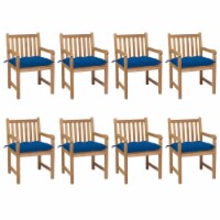 vidaXL Patio Chairs 8 pcs with Blue Cushions Solid Teak Wood