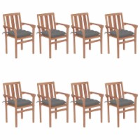 vidaXL Stackable Patio Chairs with Cushions 8 pcs Solid Teak Wood