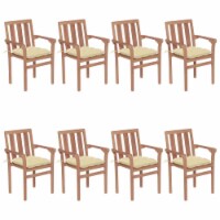 vidaXL Stackable Patio Chairs with Cushions 8 pcs Solid Teak Wood