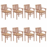 vidaXL Stackable Patio Chairs with Cushions 8 pcs Solid Teak Wood