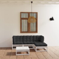 vidaXL 5 Piece Patio Lounge Set with Cushions Solid Wood Pine