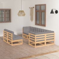 vidaXL 7 Piece Patio Lounge Set with Cushions Solid Wood Pine