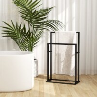 vidaXL Freestanding Towel Rack Black 18.9 x9.4 x30.9 Iron
