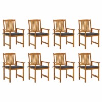 vidaXL Patio Chairs with Cushions 8 pcs Solid Acacia Wood