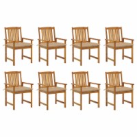 vidaXL Patio Chairs with Cushions 8 pcs Solid Acacia Wood