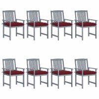 vidaXL Patio Chairs with Cushions 8 pcs Solid Acacia Wood Gray