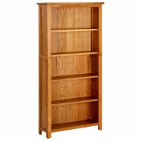 vidaXL 5-Tier Bookcase 27.6 x8.7 x55.1 Solid Oak Wood