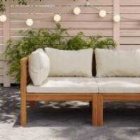 Vidaxl Sectional Corner Sofa With Cream White Cushion Acacia Wood