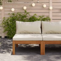 vidaXL Sectional Middle Sofa with Cream White Cushion Acacia Wood