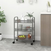 vidaXL 3-Tier Kitchen Trolley Gray 18.1 x10.2 x25.2 Iron