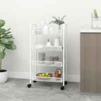 vidaXL 4-Tier Kitchen Trolley White 18.1 x10.2 x33.5 Iron
