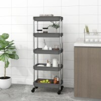 vidaXL 5-Tier Kitchen Trolley Gray 16.5 x11.4 x50.4 Iron and ABS
