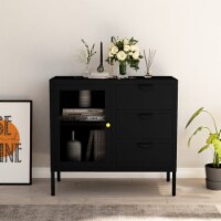 vidaXL Sideboard Black 29.5 x13.8 x27.6 Steel and Tempered Glass