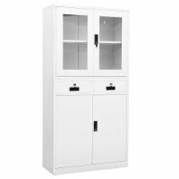 vidaXL Office Cabinet White 35.4 x15.7 x70.9 Steel and Tempered Glass
