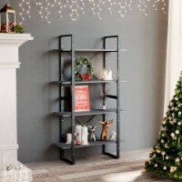 vidaXL 4-Tier Book Cabinet Gray 31.5 x11.8 x55.1 Solid Pine Wood
