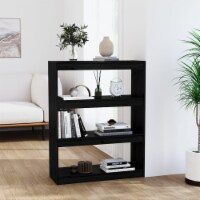 vidaXL Book Cabinet/Room Divider Black 31.5 x11.8 x40.7 Solid Wood Pine