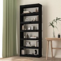 vidaXL Book Cabinet/Room Divider Black 31.5 x11.8 x78.5 Solid Wood Pine
