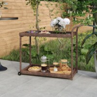 vidaXL Bar Cart Brown 39.4 x17.7 x32.7 Poly Rattan