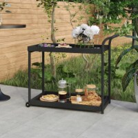 vidaXL Bar Cart Black 39.4 x17.7 x32.7 Poly Rattan