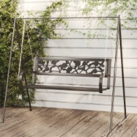 vidaXL Patio Swing Bench 49.2 Steel and Plastic Black