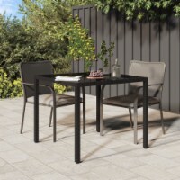 vidaXL Patio Table 35.4 x35.4 x29.5 Tempered Glass and Poly Rattan Black