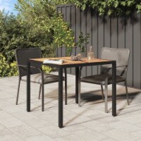 vidaXL Patio Table 35.4 x35.4 x29.5 Poly Rattan and Acacia Wood Black