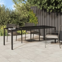 vidaXL Patio Table Brown 98.4 x39.4 x29.5 Tempered Glass and Poly Rattan