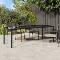 vidaXL Patio Table Black 98.4 x39.4 x29.5 Tempered Glass and Poly Rattan