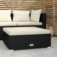 vidaXL Patio Footrest with Cushion Black 27.6 x27.6 x11.8  Poly Rattan