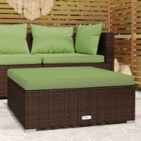 vidaXL Patio Footrest with Cushion Brown 27.6 x27.6 x11.8 Poly Rattan