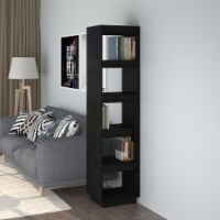 vidaXL Book Cabinet/Room Divider Black 15.7 x13.8 x65.7 Solid Wood Pine