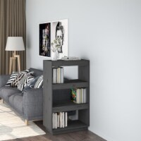 vidaXL Book Cabinet/Room Divider Gray 23.6 x13.8 x40.6 Solid Wood Pine