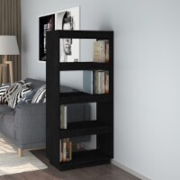 vidaXL Book Cabinet/Room Divider Black 23.6 x13.8 x53.1 Solid Wood Pine