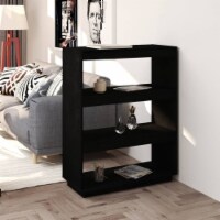 vidaXL Book Cabinet/Room Divider Black 31.5 x13.8 x40.6 Solid Wood Pine