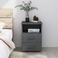 vidaXL Bedside Cabinet Dark Gray 15.7 x13.8 x24.4  Solid Wood Pine