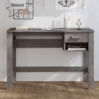 vidaXL Desk HAMAR Light Gray 43.3 x15.7 x29.5 Solid Wood Pine