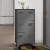 vidaXL Shoe Cabinet HAMAR Dark Gray 23.4 x13.8 x46.1 Solid Wood Pine
