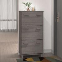 vidaXL Shoe Cabinet HAMAR Light Gray 23.4 x13.8 x46.1 Solid Wood Pine