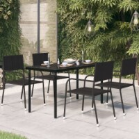 vidaXL Patio Dining Table Black 55.1 x27.6 x29.1 Steel and Glass