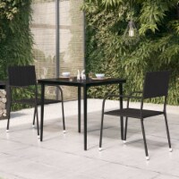 vidaXL Patio Dining Table Black 31.5 x31.5 x29.1 Steel and Glass