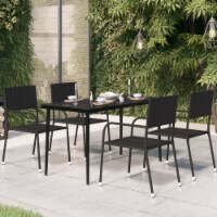 vidaXL Patio Dining Table Black 55.1 x27.6 x29.1 Steel and Glass