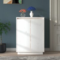 vidaXL Shoe Cabinet White 23.6 x13.8 x31.5 Solid Wood Pine