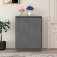 vidaXL Shoe Cabinet Gray 23.6 x13.8 x31.5 Solid Wood Pine
