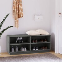 vidaXL Shoe Cabinet Gray 43.3 x13.4 x17.7 Solid Wood Pine